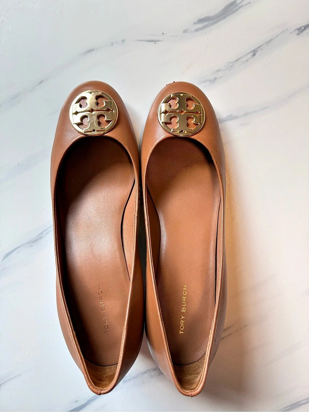 Tory Burch Everly Leather Block Heel Pump Brown